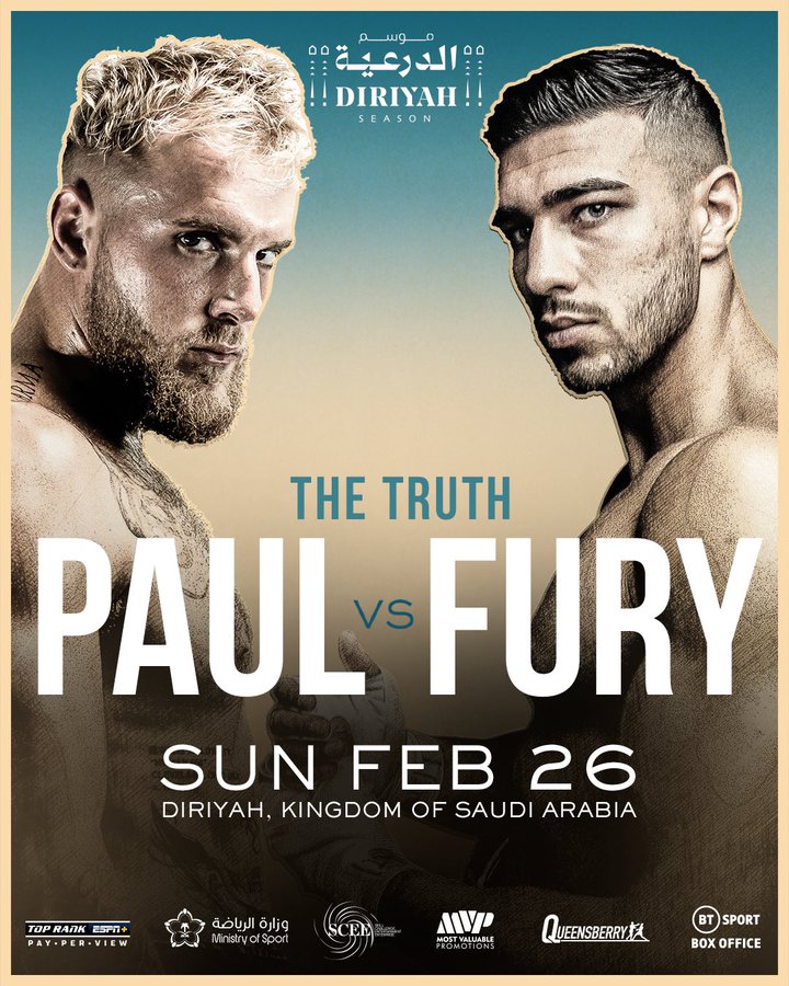 Jake Paul-Tommy Fury Officially Set To Fight February 26th In Saudi Arabia